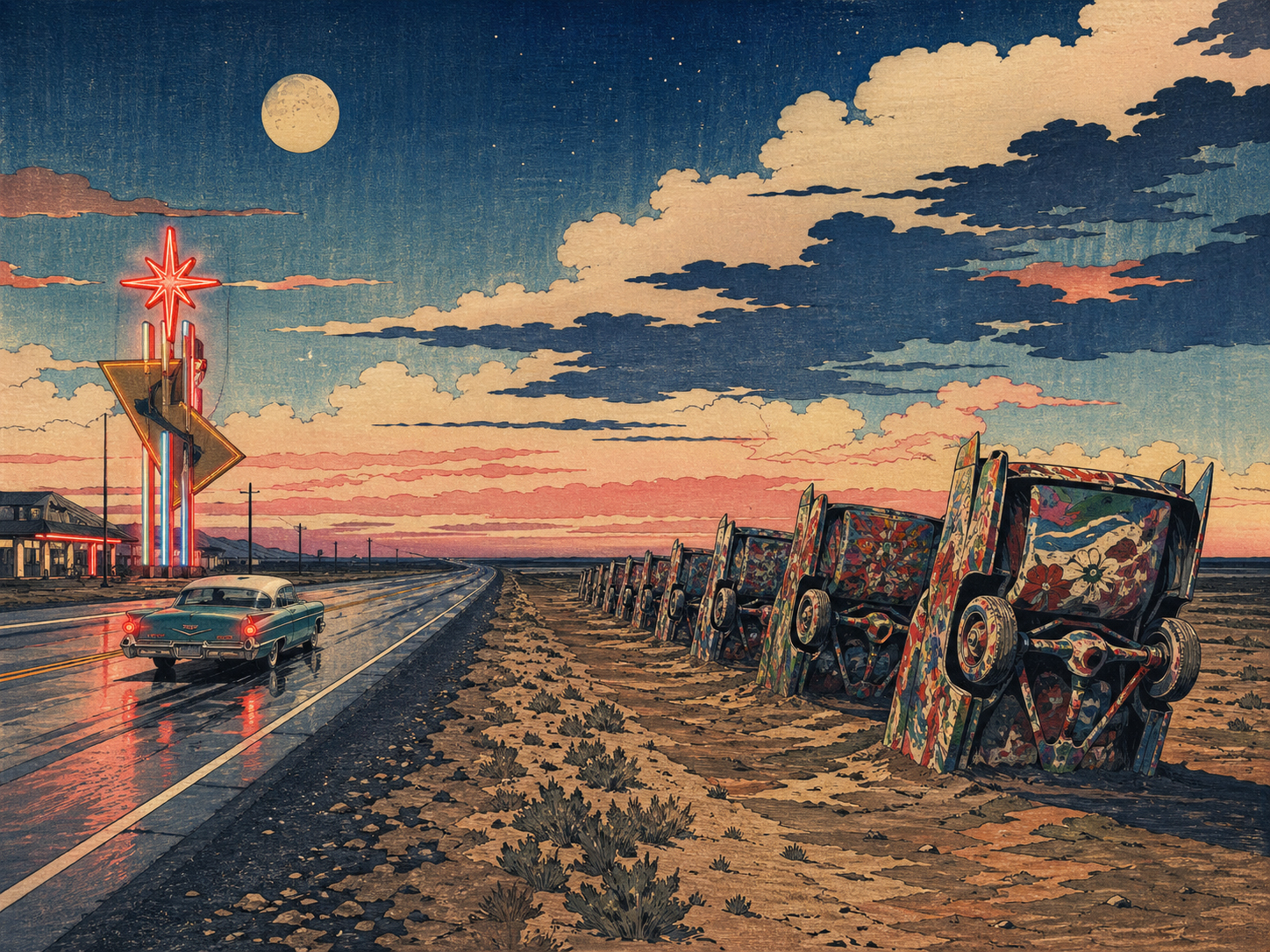 アマリロ、キャデラック・ランチ、ネオン、ルート66